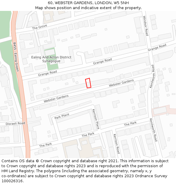 60, WEBSTER GARDENS, LONDON, W5 5NH: Location map and indicative extent of plot