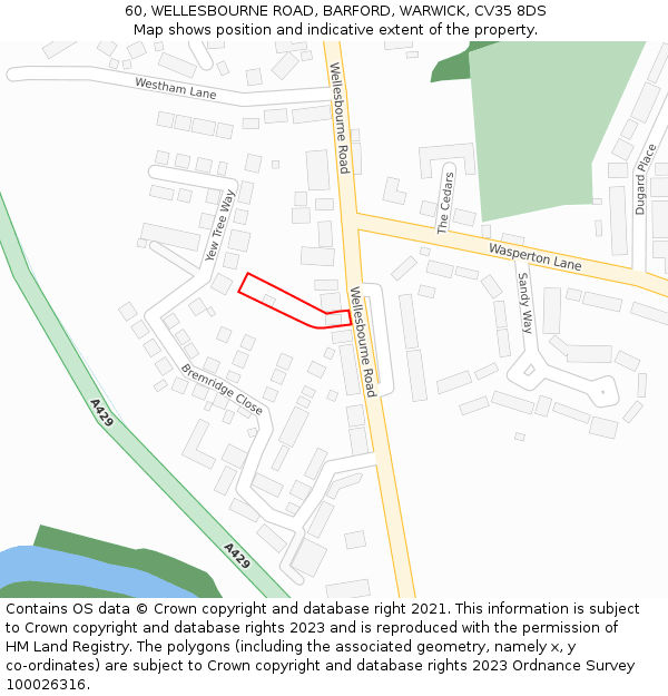 60, WELLESBOURNE ROAD, BARFORD, WARWICK, CV35 8DS: Location map and indicative extent of plot