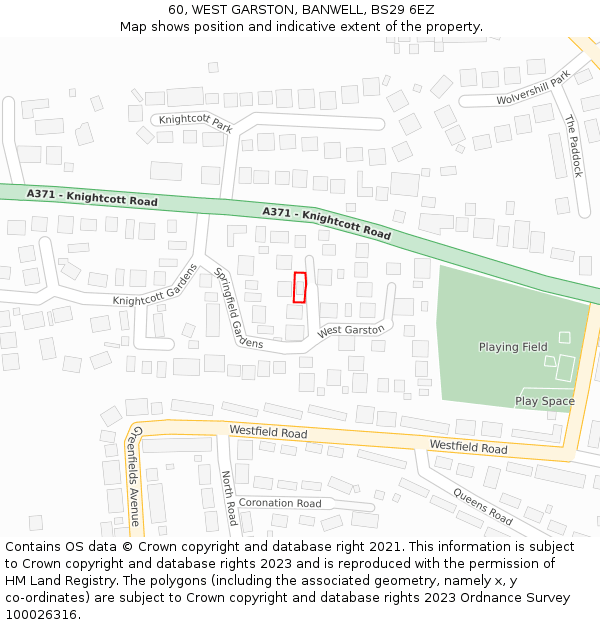 60, WEST GARSTON, BANWELL, BS29 6EZ: Location map and indicative extent of plot