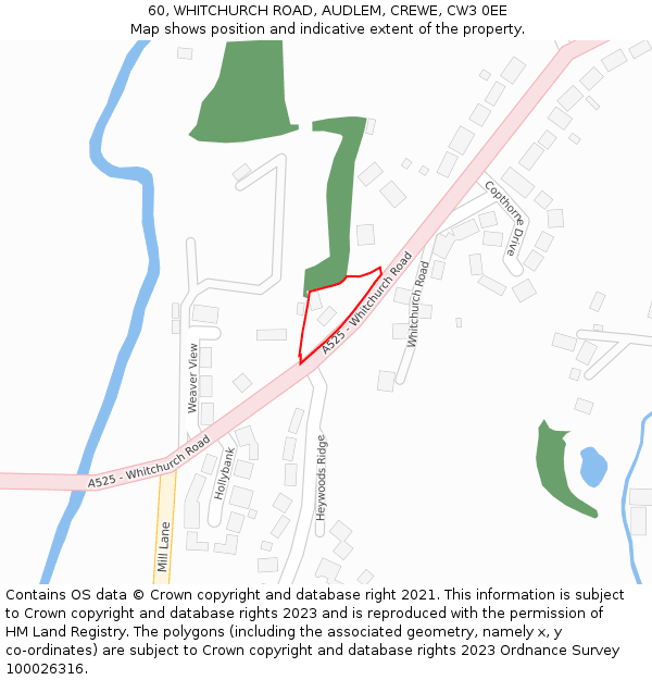 60, WHITCHURCH ROAD, AUDLEM, CREWE, CW3 0EE: Location map and indicative extent of plot