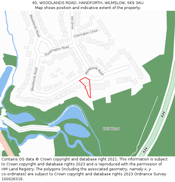 60, WOODLANDS ROAD, HANDFORTH, WILMSLOW, SK9 3AU: Location map and indicative extent of plot