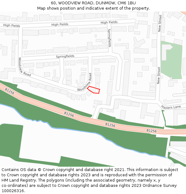 60, WOODVIEW ROAD, DUNMOW, CM6 1BU: Location map and indicative extent of plot