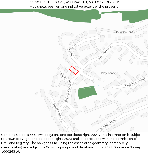 60, YOKECLIFFE DRIVE, WIRKSWORTH, MATLOCK, DE4 4EX: Location map and indicative extent of plot