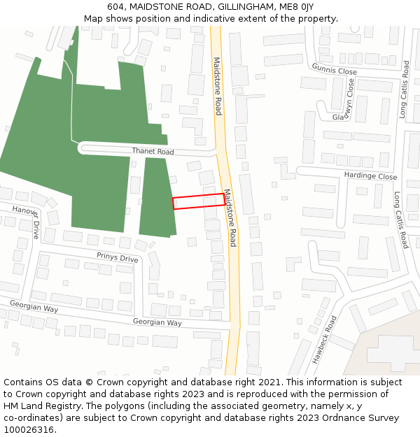 604, MAIDSTONE ROAD, GILLINGHAM, ME8 0JY: Location map and indicative extent of plot