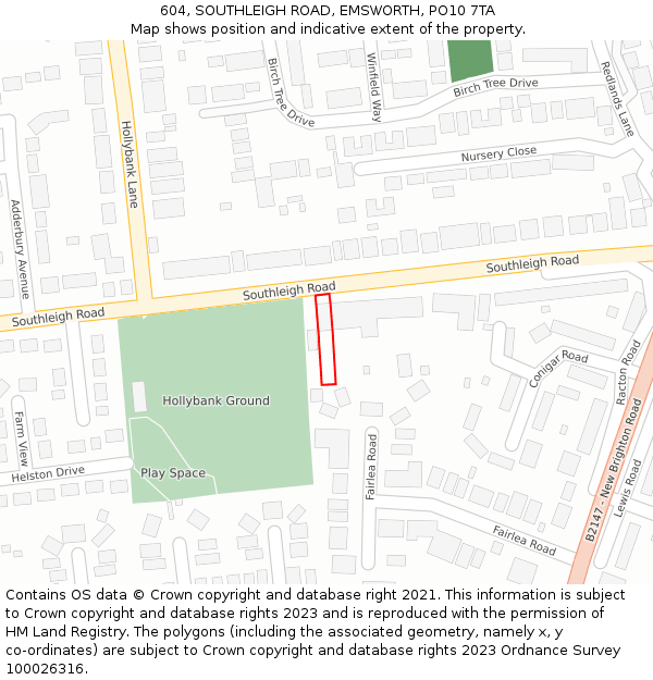 604, SOUTHLEIGH ROAD, EMSWORTH, PO10 7TA: Location map and indicative extent of plot