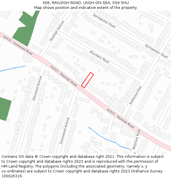 606, RAYLEIGH ROAD, LEIGH-ON-SEA, SS9 5HU: Location map and indicative extent of plot
