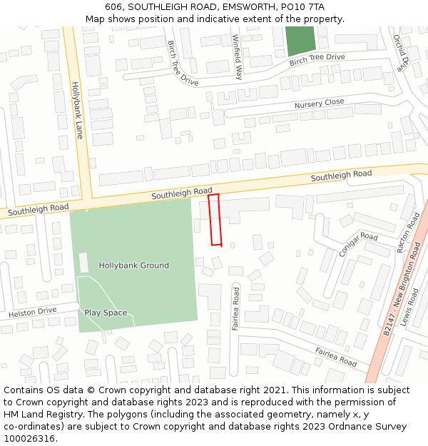 606, SOUTHLEIGH ROAD, EMSWORTH, PO10 7TA: Location map and indicative extent of plot