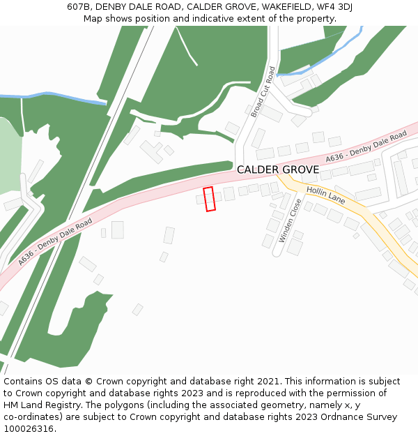 607B, DENBY DALE ROAD, CALDER GROVE, WAKEFIELD, WF4 3DJ: Location map and indicative extent of plot