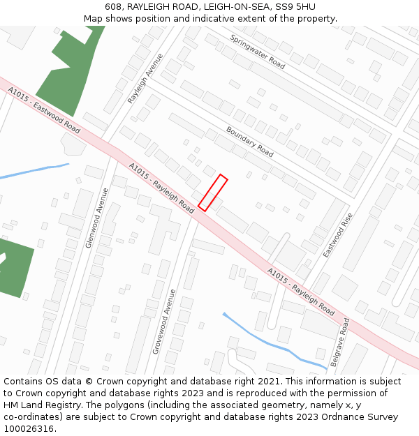 608, RAYLEIGH ROAD, LEIGH-ON-SEA, SS9 5HU: Location map and indicative extent of plot