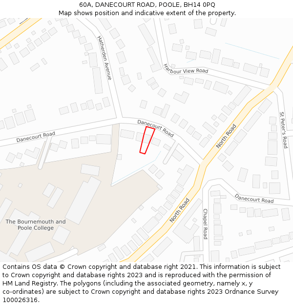 60A, DANECOURT ROAD, POOLE, BH14 0PQ: Location map and indicative extent of plot