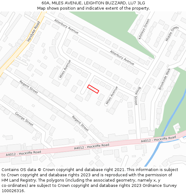 60A, MILES AVENUE, LEIGHTON BUZZARD, LU7 3LG: Location map and indicative extent of plot