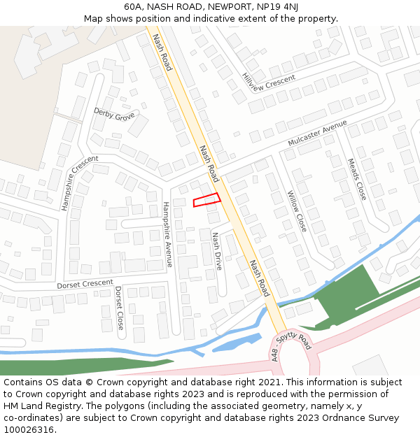 60A, NASH ROAD, NEWPORT, NP19 4NJ: Location map and indicative extent of plot