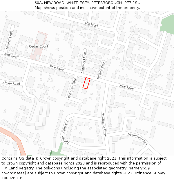 60A, NEW ROAD, WHITTLESEY, PETERBOROUGH, PE7 1SU: Location map and indicative extent of plot