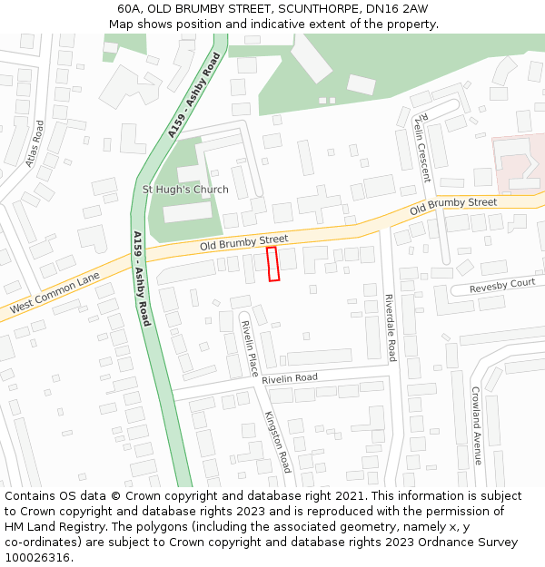 60A, OLD BRUMBY STREET, SCUNTHORPE, DN16 2AW: Location map and indicative extent of plot