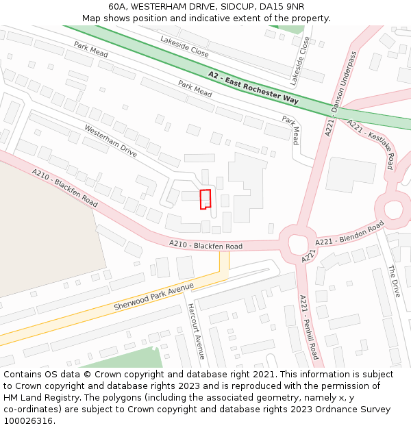 60A, WESTERHAM DRIVE, SIDCUP, DA15 9NR: Location map and indicative extent of plot