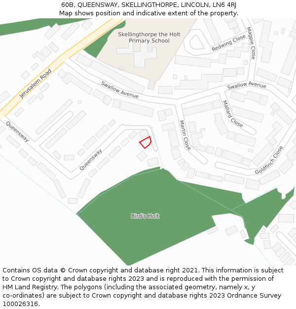 60B, QUEENSWAY, SKELLINGTHORPE, LINCOLN, LN6 4RJ: Location map and indicative extent of plot