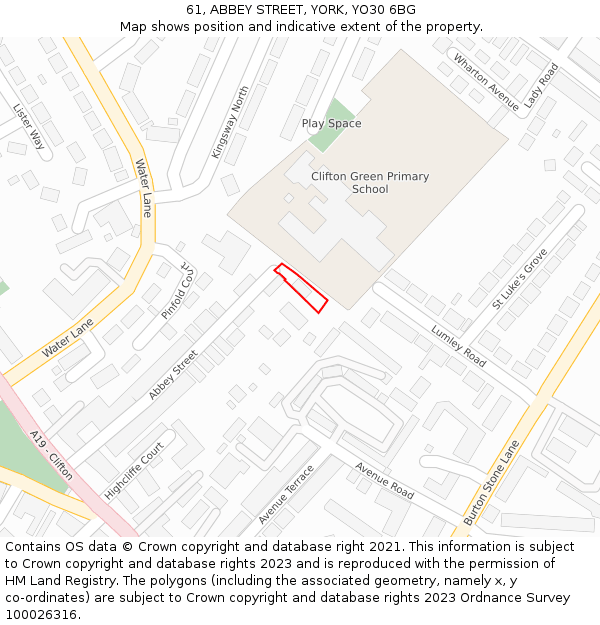 61, ABBEY STREET, YORK, YO30 6BG: Location map and indicative extent of plot