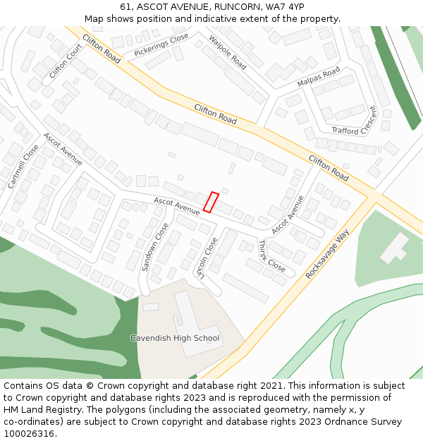 61, ASCOT AVENUE, RUNCORN, WA7 4YP: Location map and indicative extent of plot