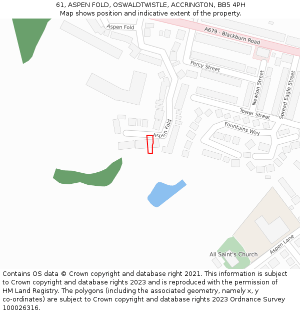 61, ASPEN FOLD, OSWALDTWISTLE, ACCRINGTON, BB5 4PH: Location map and indicative extent of plot