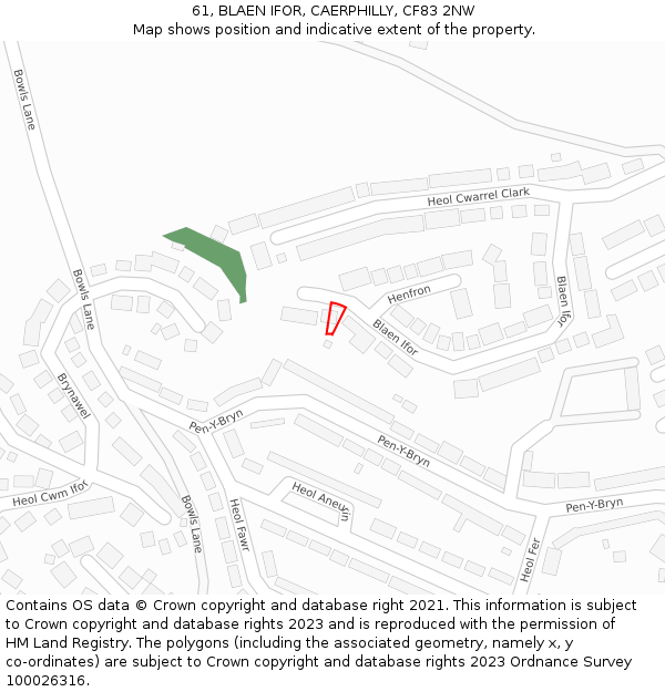 61, BLAEN IFOR, CAERPHILLY, CF83 2NW: Location map and indicative extent of plot