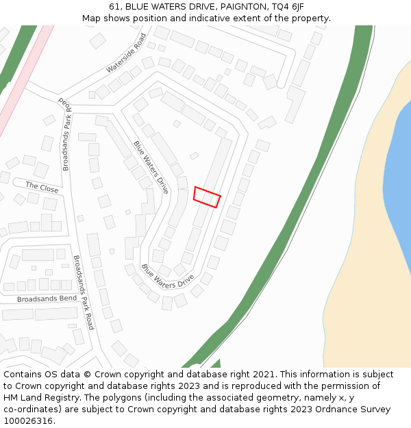 61, BLUE WATERS DRIVE, PAIGNTON, TQ4 6JF: Location map and indicative extent of plot