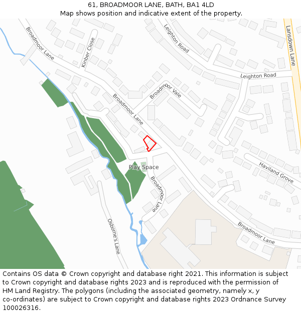 61, BROADMOOR LANE, BATH, BA1 4LD: Location map and indicative extent of plot