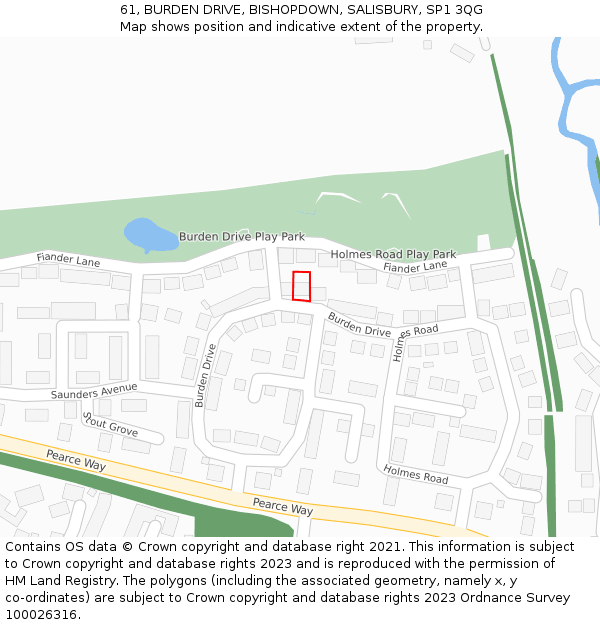 61, BURDEN DRIVE, BISHOPDOWN, SALISBURY, SP1 3QG: Location map and indicative extent of plot