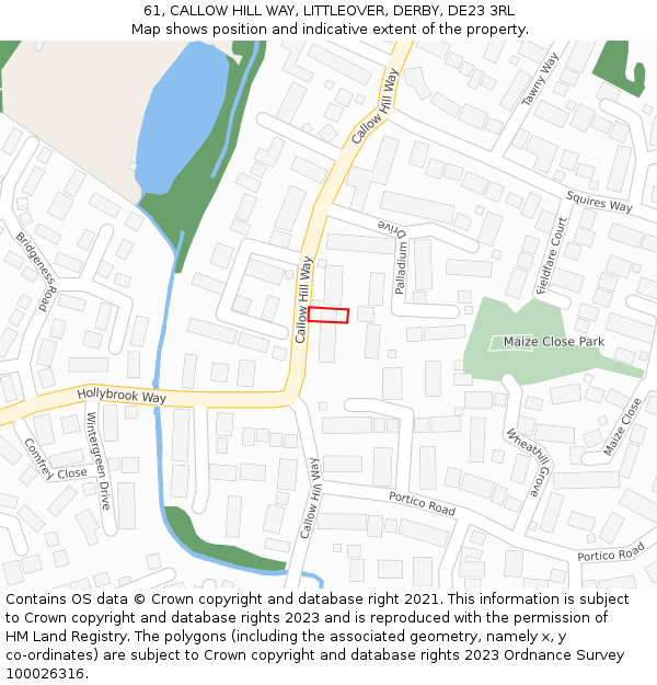 61, CALLOW HILL WAY, LITTLEOVER, DERBY, DE23 3RL: Location map and indicative extent of plot