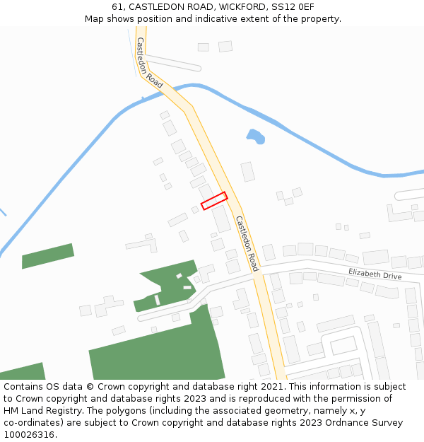 61, CASTLEDON ROAD, WICKFORD, SS12 0EF: Location map and indicative extent of plot