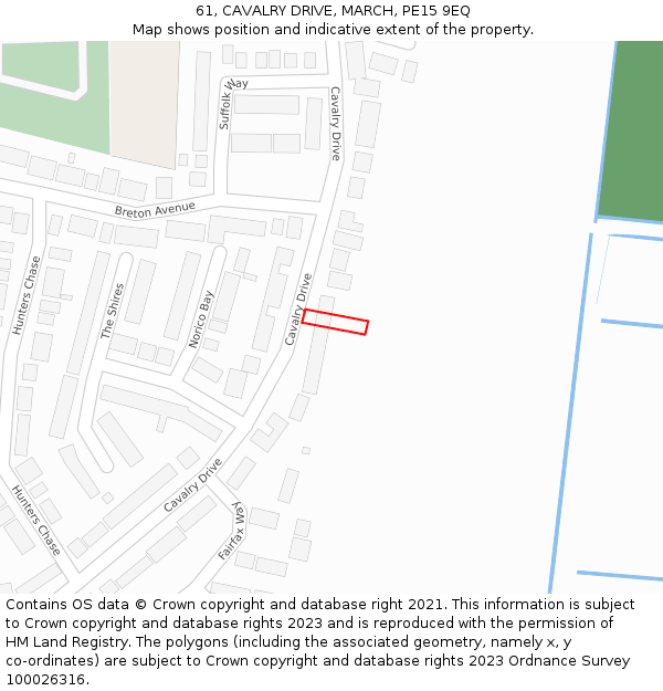 61, CAVALRY DRIVE, MARCH, PE15 9EQ: Location map and indicative extent of plot