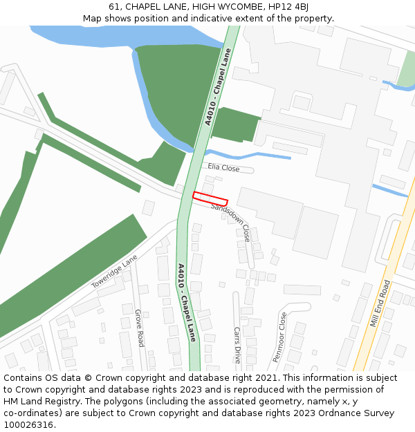 61, CHAPEL LANE, HIGH WYCOMBE, HP12 4BJ: Location map and indicative extent of plot