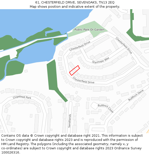 61, CHESTERFIELD DRIVE, SEVENOAKS, TN13 2EQ: Location map and indicative extent of plot