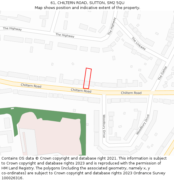 61, CHILTERN ROAD, SUTTON, SM2 5QU: Location map and indicative extent of plot