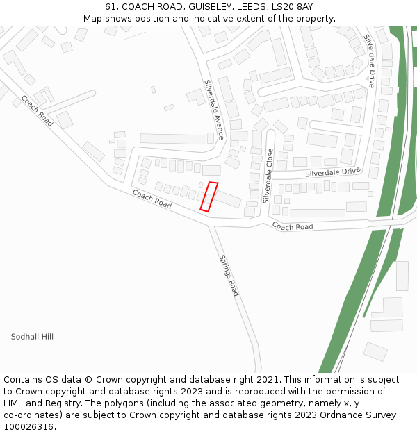 61, COACH ROAD, GUISELEY, LEEDS, LS20 8AY: Location map and indicative extent of plot