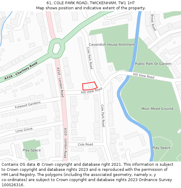 61, COLE PARK ROAD, TWICKENHAM, TW1 1HT: Location map and indicative extent of plot