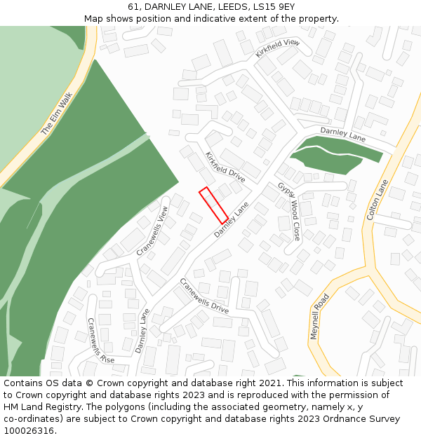 61, DARNLEY LANE, LEEDS, LS15 9EY: Location map and indicative extent of plot