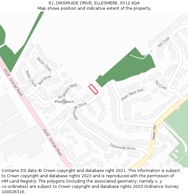 61, DIKSMUIDE DRIVE, ELLESMERE, SY12 9QA: Location map and indicative extent of plot