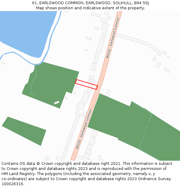 61, EARLSWOOD COMMON, EARLSWOOD, SOLIHULL, B94 5SJ: Location map and indicative extent of plot