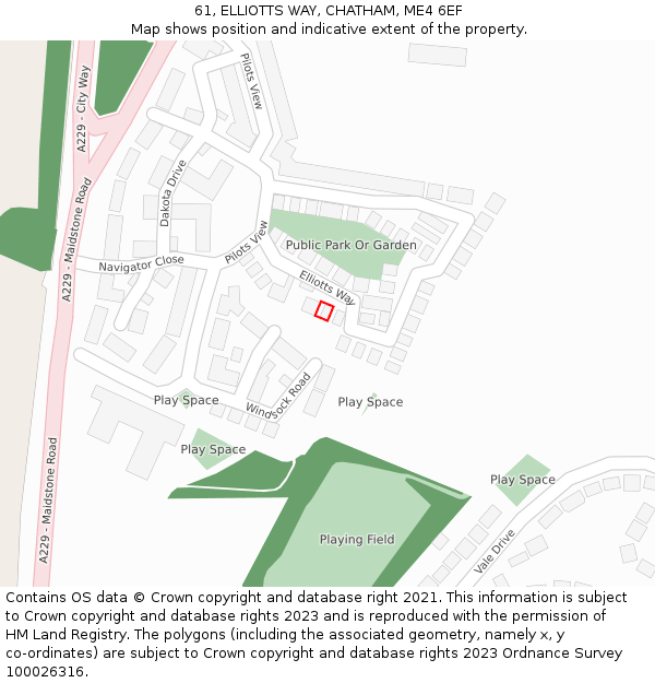 61, ELLIOTTS WAY, CHATHAM, ME4 6EF: Location map and indicative extent of plot