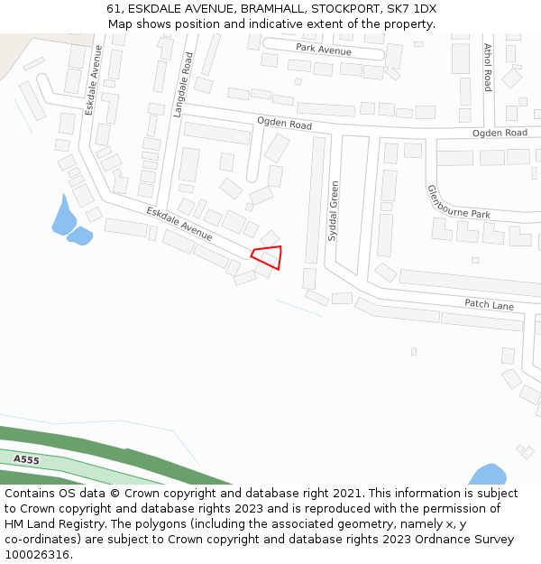 61, ESKDALE AVENUE, BRAMHALL, STOCKPORT, SK7 1DX: Location map and indicative extent of plot