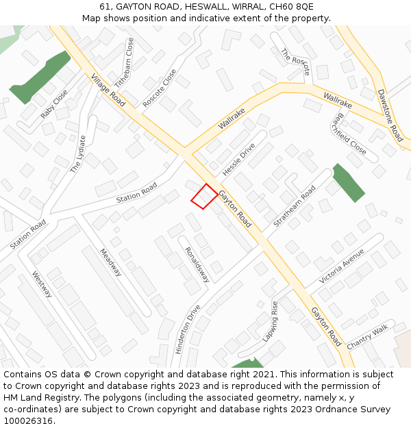 61, GAYTON ROAD, HESWALL, WIRRAL, CH60 8QE: Location map and indicative extent of plot