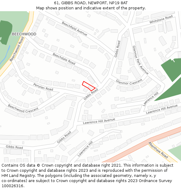 61, GIBBS ROAD, NEWPORT, NP19 8AT: Location map and indicative extent of plot