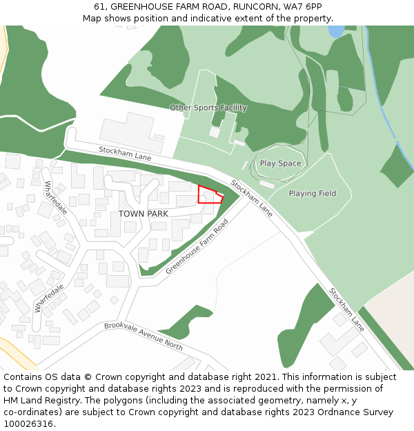 61, GREENHOUSE FARM ROAD, RUNCORN, WA7 6PP: Location map and indicative extent of plot