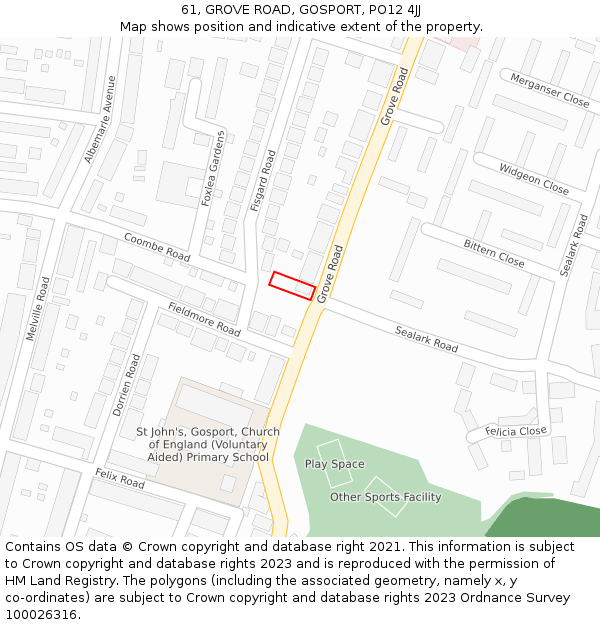 61, GROVE ROAD, GOSPORT, PO12 4JJ: Location map and indicative extent of plot