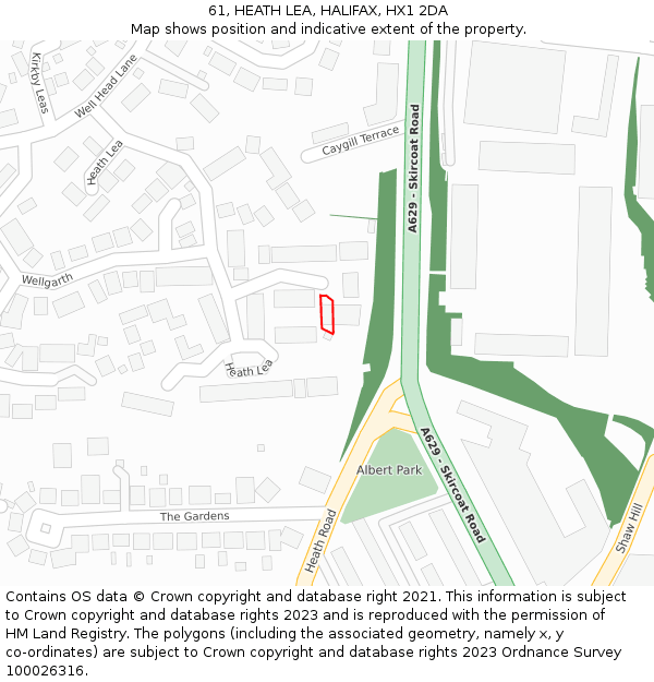 61, HEATH LEA, HALIFAX, HX1 2DA: Location map and indicative extent of plot