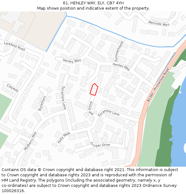 61, HENLEY WAY, ELY, CB7 4YH: Location map and indicative extent of plot