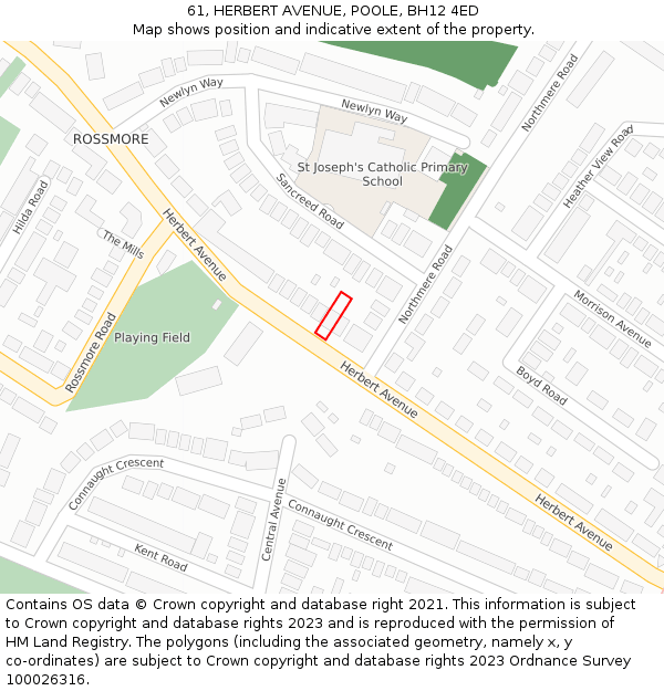 61, HERBERT AVENUE, POOLE, BH12 4ED: Location map and indicative extent of plot