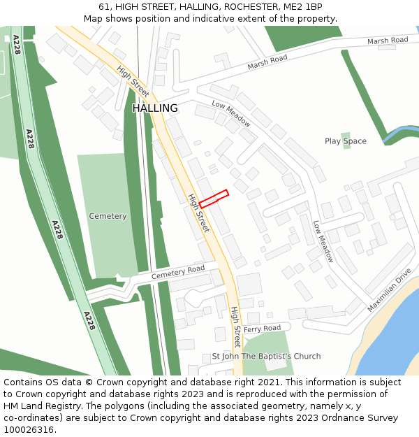 61, HIGH STREET, HALLING, ROCHESTER, ME2 1BP: Location map and indicative extent of plot