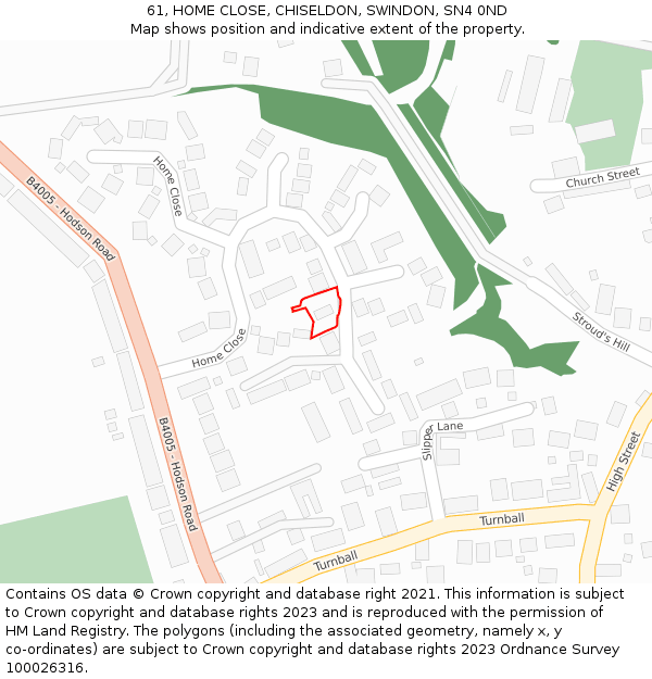 61, HOME CLOSE, CHISELDON, SWINDON, SN4 0ND: Location map and indicative extent of plot