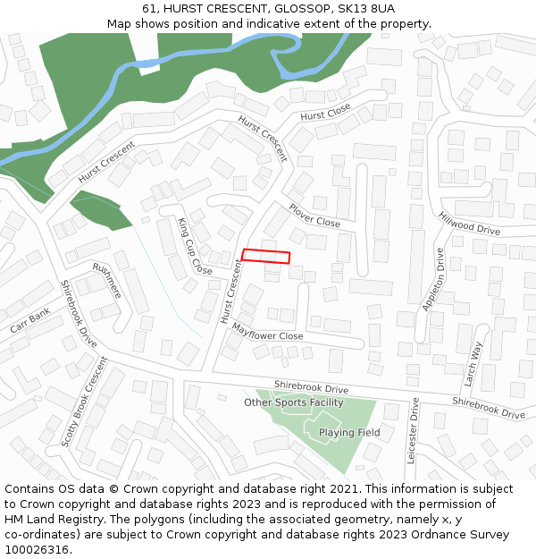 61, HURST CRESCENT, GLOSSOP, SK13 8UA: Location map and indicative extent of plot